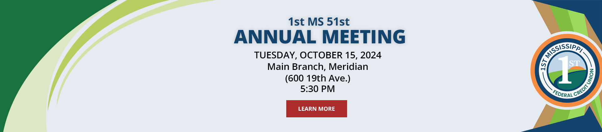 1st MS 51st Annual Meeting
Tuesday, October 15, 2024
Main Branch, Meridian
(600 19th Ave.)
5:30 PM
Learn More